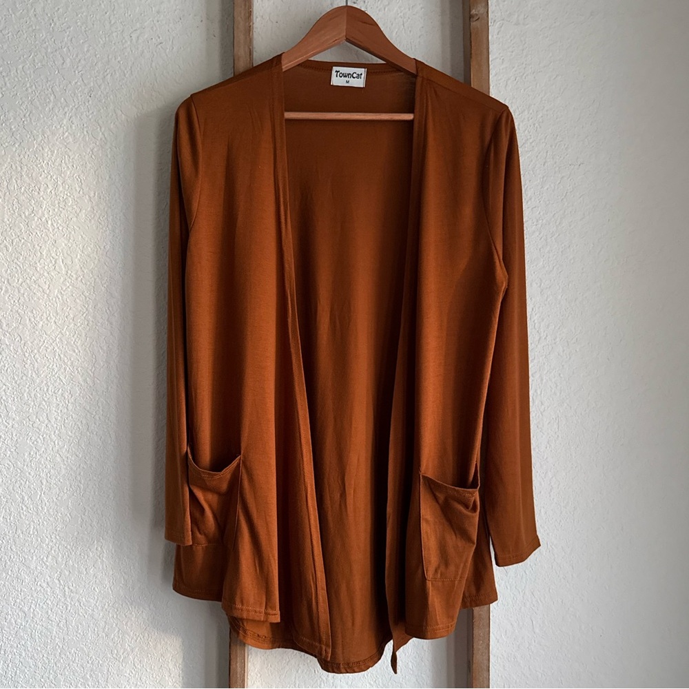 Towncat Cinnamon Open Knit Cardigan Style Top Sz: Med